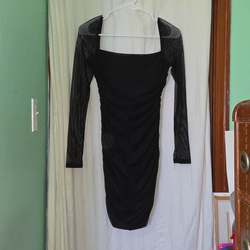Princess Polly Ruched Mesh Long Sleeve Dress